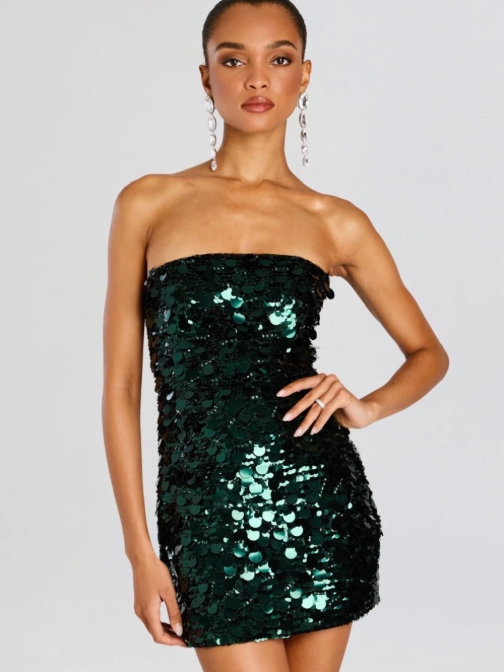 Retrofete Nolia Sequin Dress in Pine Green NWT